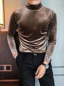 Męskie koszule jesienne zimowe ciepłe koszulki na dno Business Profesjonalne noszenie z solidnym kolorem Slim Flanew Flannel Flannel Long Rleeves