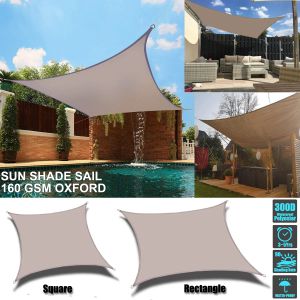 Nets Khaki 300D Waterproof Polyester Square Rectangle Shade Sail garden terrace Canopy swimming Sun shade Camping Hiking Yard sail