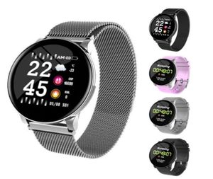 W8 Smart Watch Impermeabile Uomo Donna Pressione sanguigna Frequenza cardiaca Activity Tracker Pedometro Sport Fitness Smart Orologi Acciaio Ste7804856