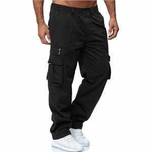 pickli Men's Multi-Pocket Pants Outdoor Cargo Jogger Pant Work Hiking Tactical Loose Straight Trousers Sweatpants P2wa#