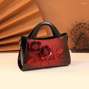 Borsoni Moda donna Fiori in pelle verniciata Tote Eleganti borse retrò Borsa a tracolla CrossbodyBag Dress Party Club Match Cheongsam