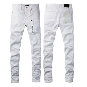 2024 Lila Marke Jeans Herren Jeans Slim Fit Skinny Solid White Denim Hosen Streetwear Hosen