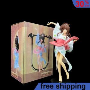 Anime Manga 19cm, um Anime -Figuren Kimono Yukata Yuuki Mikan sexy Schönheit Kaii Peripherale kleine Actionfigur PVC Model Doll Geschenk Toys YQ240325