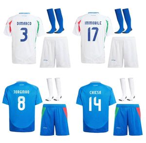 2024イタリアサッカージャージイタリアVerratti Chiesa Maglie Barella Bonucci Men Kid Kit Boy Childショーツ