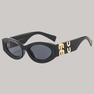 Sonnenbrillen classic designer sunglasses high appearance mui mui gradient lens luxury eyeglass metal protect eyes rectangle full frame glasses letters hj085 C4