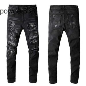 American High Street Slim Fit Elastic Versatile Live Streaming Internet Celebrity Black Washed Jeans