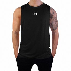 summer Gym Sleevel T Shirt Mens Bodybuilding Tank Top Fitn Training Mesh Sports Singlets Stringer Undershirt Running Vest K390#