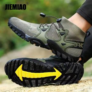 Сапоги jiemiao Лето новое качество походов туфли для походов мужчина и женские кроссовки на открытые сетчатая сетчатая сетчатая лазание по тропе спортивная обувь