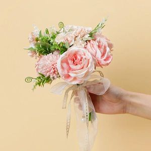 Wedding Flowers Peony Artificial Silk White Purple Bridal Bouquet Home Party Room Table Decoration Plant Pink Fake Flower