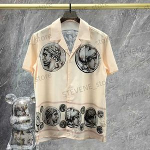 Erkek sıradan gömlekler 2023 Yaz Camisa Moda Maskulina Çin Gömlek Retro Portre Sanat Gömlek Kısa Slve Sıradan Erkek Gömlek Strtwear Moda Hombre T240325