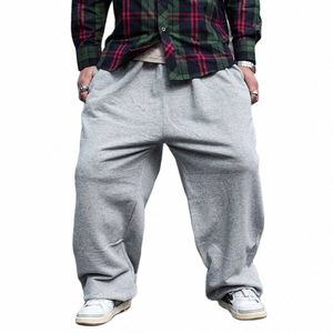 Plus Size Hiphop Harem Corredores Homens Casual Sweatpants Perna Larga Solta Baggy Streetwear Calças de Dança Calças de Pista de Lã Roupas Y4Bn #