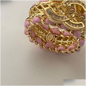 Bandringe 3Stil nie verblassen Marke Brief Ring vergoldet Messing Kupfer offen Modedesigner Luxus Kristall Perle für Damen Schmuck Dho1J