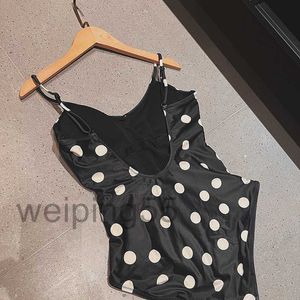 o Home Slim Summer Comes with Chest Pads Polka Dots One Piece Swimsuit Vacation Style Minimalist Instagram Style Slingzilb