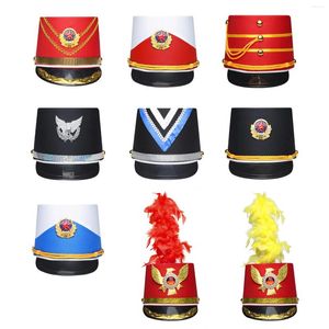 Berets 58-60 Criança Adulto Banda Chapéu Tambor Major Team Honor Royal Guard Costume Accessorie Halloween Cap