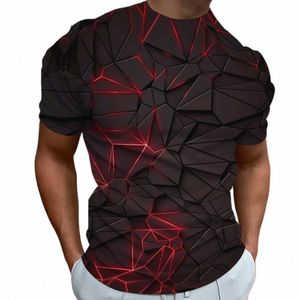 Linea geometrica T-shirt da uomo 3D Print Casual manica corta Tees Estate O-Collo Pullover allentato Cool Tops Fi Street Felpa E58r #