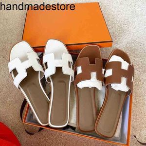 Sandalen-Slipper, klassisch, Ms Orans-Version, weiblich, Sommer, reine handgefertigte Flip-Flops, echtes Leder, mit flachem Boden, Freizeit, Strand, mit Logo