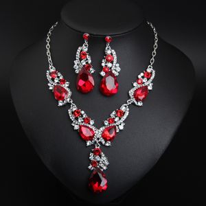 Hot Selling Bride Classic Rhinestone Crystal Choker Halsbandörhängen Bröllopsmycken Set bröllopstillbehör Brudsmycken