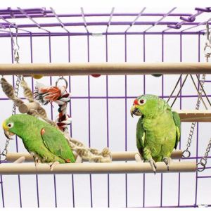 Toys Bird Toy Wooden Ladders Swings Scratcher Climbing Wood Parrot Ladder Swing Toys Cage Accessories Birds Home Decor Supplies