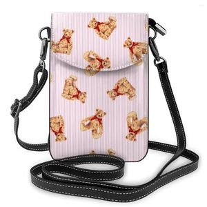 Сумки на плечо, брендовая мини-сумка с рисунком медведя для телефона, женские кошельки и сумки, роскошные дизайнерские кожаные женские маленькие сумки через плечо