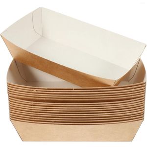 Disposable Dinnerware 100 Pcs French Fries Paper Container Tray Kraft Containers Frying Chicken Holders Holding Boats Takeout