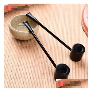 Rökande rör Ebony Wood Hand Pipe Round Square Herb Tobacco Hammer Spoon Cigarettverktyg Tillbehör Oljiggar Drop Delivery Home Gard DHB3Z