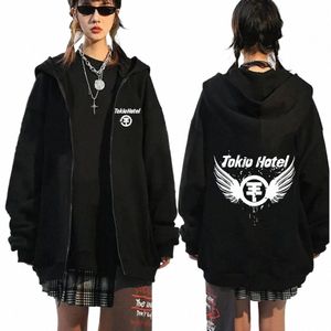 Germania Rock Band Tokio Hotel Logo Stampa Zipper Felpe con cappuccio Abbigliamento da uomo Fi Casual Zip Up Felpa Punk Felpa con cappuccio oversize 49ml #