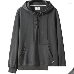 Mens Hoodies Sweatshirtler Gevşek Hoodie Güverte Gri Askeri Bahar Sonbahar Açık Şık Sokak Giyim Damlası Teslim Giyim Giysileri Otkes