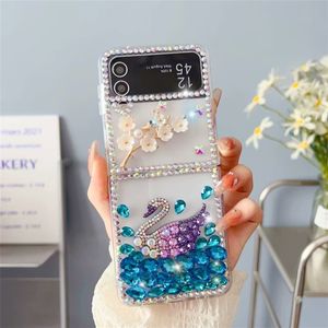 Moda Glitter iPhone Caso para iPhone 15 14 Pro Max 15Pro 14Pro 13 12 11 11 Designer Bling Sparkling Rhinestone Diamond Swans Flowers Phone Case