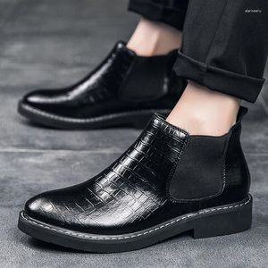 Stiefel Marke Schwarz Leder Quaste Schuhe Für Männer Dicke Unterseite Punk Britischen Stil Design Karriere Plattform Perfekte Tägliche Tragen große Größe