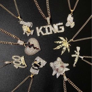 Personalità esagerata, tendenza, ciondolo con diamanti pieni, accessori, collana da uomo punk hip-hop