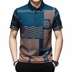 herrpolo skjorta busin casual sommar korta ärmar toppar mönster tryck rumpa t shirt lösa kläder fi polo t shirt q5nw#