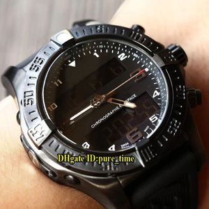 Nowy profesjonalny Exospace B55 VB5510H1 BE45 Electronic Analog Analog LCD Digital Display Mens Watch Pvd Czarna stalowa guma ST1780