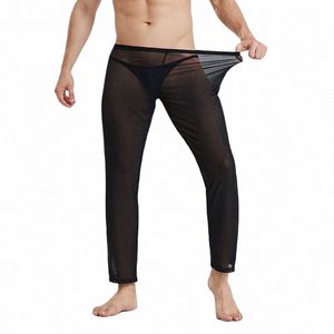 Erkekler için pijama ropa iç hombre pijama homme örgü seksi iç çamaşırı ev pantolon elastikiyet pantolon p6at#