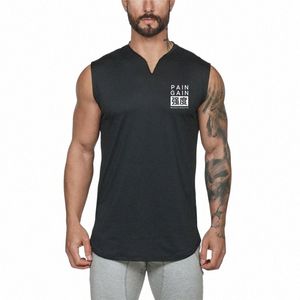 Summer Men's Pure Cott Fitn Gym Sports Basketball Streetwear Oddychający trening w stylu dekoltu w szkielice Fit Undershirt I0YH#