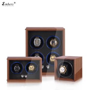 Cases 2023 New Embers Luxury 1 2 4 Slots Watch Winder Wooden Shaker Watch Box Automatic Winder Storage Case Mabuchi Motro