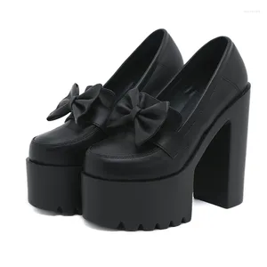 Dress Shoes 16cm Block High Heel White Black For Women 2024 Spring And Autumn Sexy Platform Pumps