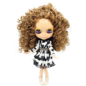 Lodowe DBS Blyth Doll Serires Nobl0623 Curly Brown Hair Włącze Body Płonąca skóra 16 BJD OB24 Anime Girl 240311