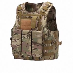 Män taktisk lossning Airsoft Hunting Molle Vest Multifuncti Militär Soldat Combat Vest Army Camo Carrier Shooting Vests X05o#