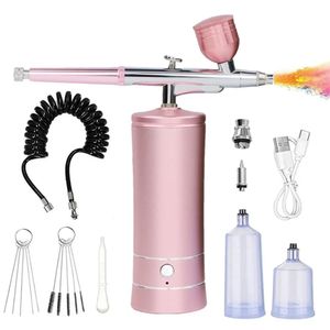 Portable Rechargeable Wireless Airbrush With Compressor Double Action Spray Gun For Face Beauty Nail Art Tattoo Craft Cake Paint 240322