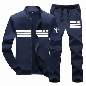 Tracksuit Men Sportswear Set Thin Running Sports Fitn Tracksuit Male Two Pieces Sweatshirt+Sweatpant Gym Men outfit Set M5ne#