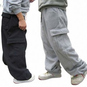 UTRAL PLUS Size Spits Hip Hop Dance Mens Spoders Spodnie Casual Joggers Lose Cargo Spodnie szerokie nogi poliestrowe odzież I9RB#