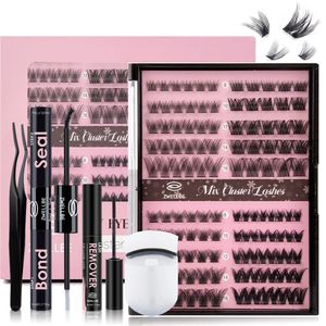 DIY Lash Extensions Kit Clusters 4 Styles Cluster Lashes Tweezers Bond and Seal Waterproof Glue Remover for at Home 240318