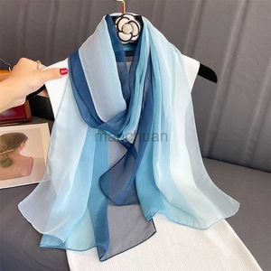 Sarongs 50 * 160CM Fashion Womens Chiffon Gradient Scarf Shawl Luxury and Elegant Womens Edition Sun Protection Decoration Scarf Headband 240325