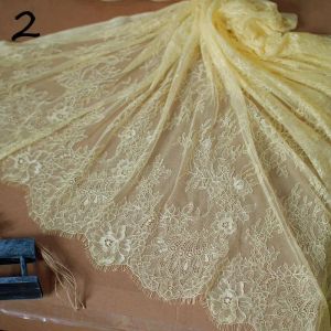 Tecido (3 m/lote) tecido de cílios tecidos de costura francesa diy requintado renda chantilly vestido de casamento renda para bordado