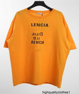 Designer High Version 20er Jahre Frühling und Sommer siebensprachiges Alphabetdruckpaar lässiges loses T-Shirt Kurzarm AWF0
