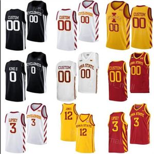 Personalizzato Uomo Donna Bambino College Basket Iowa State Cyclones Maglie 22 Milan Momcilovic 10 Keshon Gilbert 3 Tamin Lipsey 0 Tre King 12 Robert Jones 5 Jones cucita