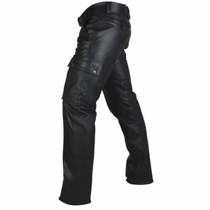Мужские брюки кожаные костюмы для карандашных брюк плюс размер гот -хип -хоп брюки мотоцикл панк ретро твердый цвет g2t0#