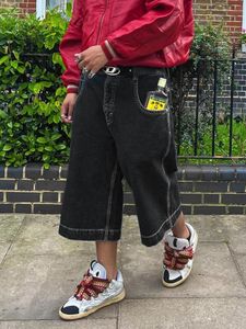Мужские шорты-бермуды в стиле хип-хоп, мешковатые короткие брюки Homme Pantalones Cortos De Hombre, летние широкие свободные укороченные джинсовые брюки, джинсы 240318