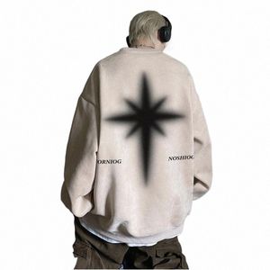 high Street Men Sweatshirt Angel Wing Graphic Printed Gothic Style Pullover Sweatshirts Oversize Baggy Hip Hop Round Neck Hoodie g5dm#