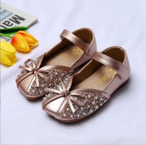 Girls' sparkling rhinestone shoes, spring and summer soft soled children's single shoes, medium size children's flat bottomed princess shoes